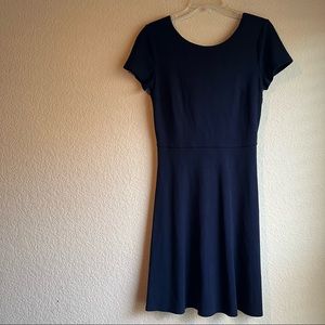 Ann Taylor Loft navy knit dress with peek a boo back detail